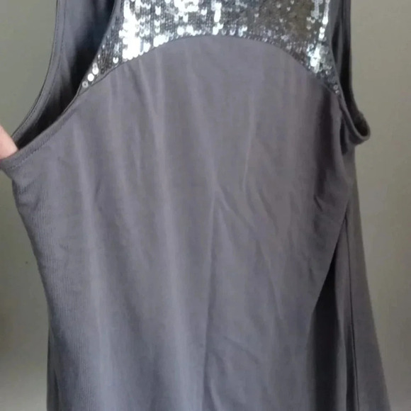 NWT Armani Exchange A/X Grey Silver Sequined Cowl Neck  Sleeveless Top size L - Picture 3 of 8